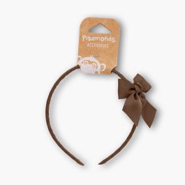 Cerchietto stretto con fiocco  Marrone