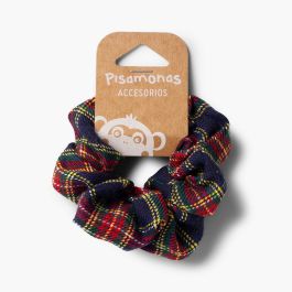 Elastico bambina stampato scozzese  Blu