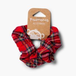 Elastico bambina stampato scozzese  Rosso