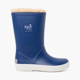  Stivali da pioggia interni in shearling per bambini Blu jeans