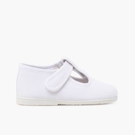 Scarpe occhio di bue in tela suola sottile chiusura a strappo Bianco