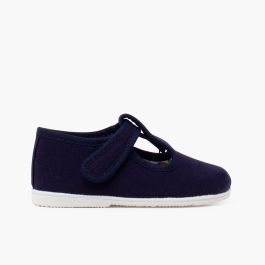 Scarpe occhio di bue in tela suola sottile chiusura a strappo Blu