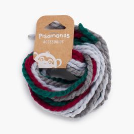 Lacci sottili in lana per capelli Verde e bordeaux