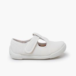 Scarpe occhio di bue barefoot chiusura a strappo suola bianca Bianco