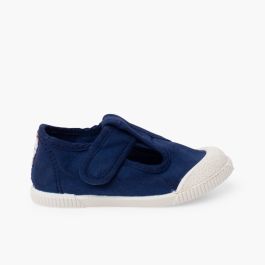Scarpe occhio di bue barefoot in tela lavata Blu