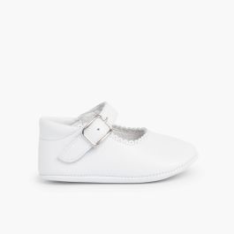 Scarpe/Scarpine Bambina Neonata Pelle Fibbia Bianco