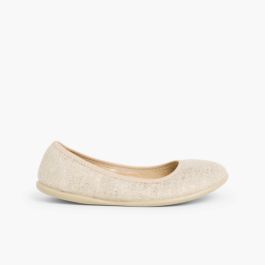 Ballerine di Lino Metallizzato Caffelatte