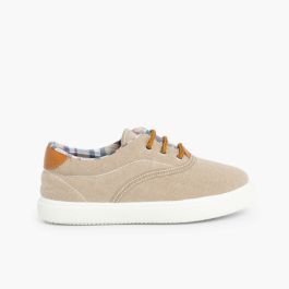 Scarpe contrasto di tela e lacci Sabbia