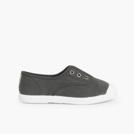 Scarpe Tela Punta Gomma Senza Lacci Antracite