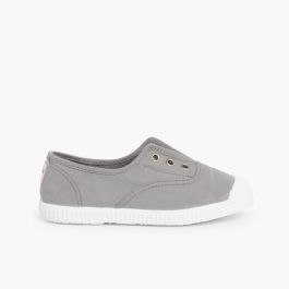 Scarpe Tela Punta Gomma Senza Lacci Grigio