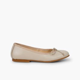 Ballerine Bambina Pelle Comunione Beige