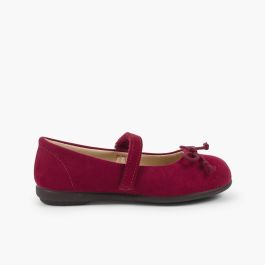 Ballerine con chiusura a strappo e fiocco tipo scarpe con cinturino Bordeaux