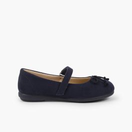 Ballerine con chiusura a strappo e fiocco tipo scarpe con cinturino Blu