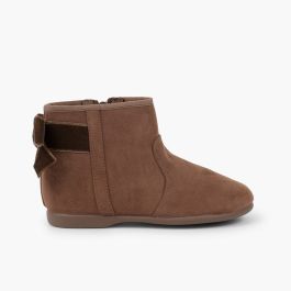 Stivaletti con fiocco velluto e cerniera  Taupe