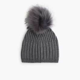 Berretto con pompon pelo  Grigio