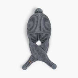 Berretto con sciarpa e pompon Grigio