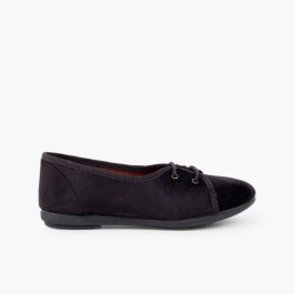 Scarpe blucher bambina velluto modello salon Nero