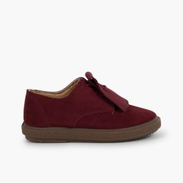 Scarpe blucher scamosciate frange lisce Bordeaux