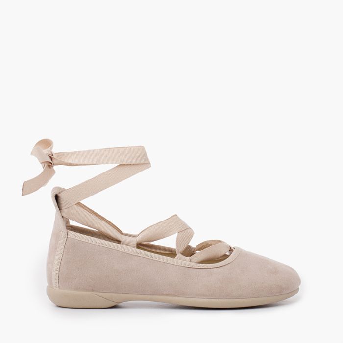Ballerine Effetto Scamosciato Cinturini