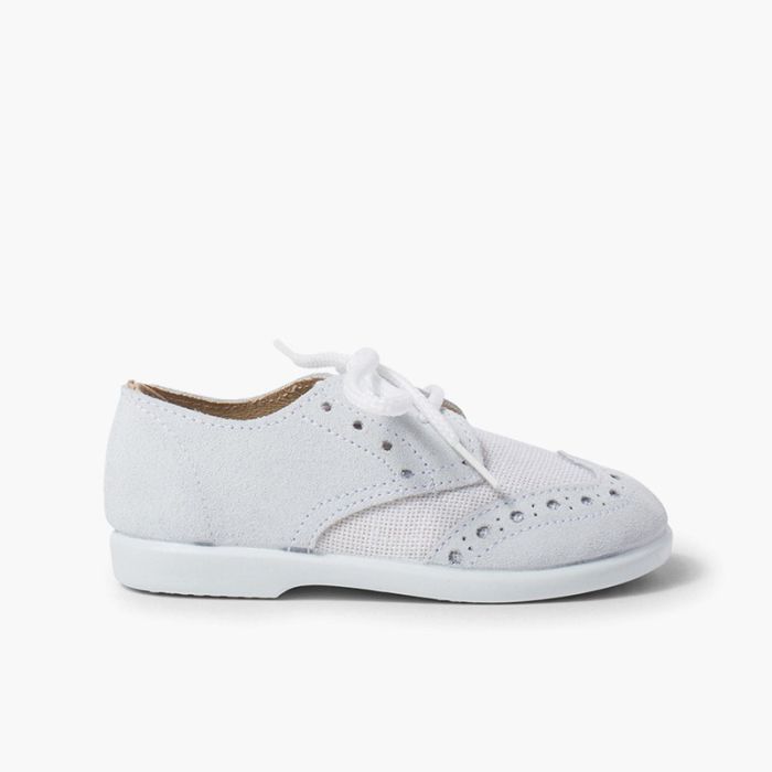 Scarpe Blucher scamosciate con lino e impunture bambini