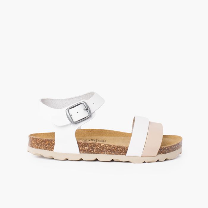 Sandali con cinturino bicolore con suola bio ergonomica