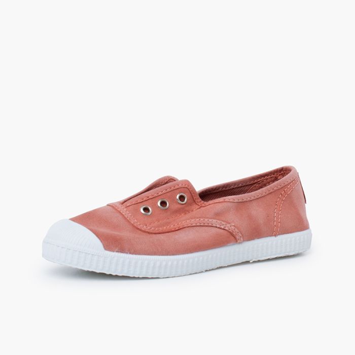 Sneakers in tela effetto consumato senza lacci