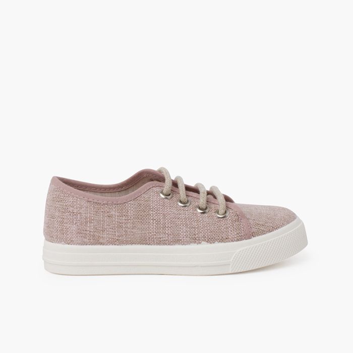 Sneakers in lino con lacci