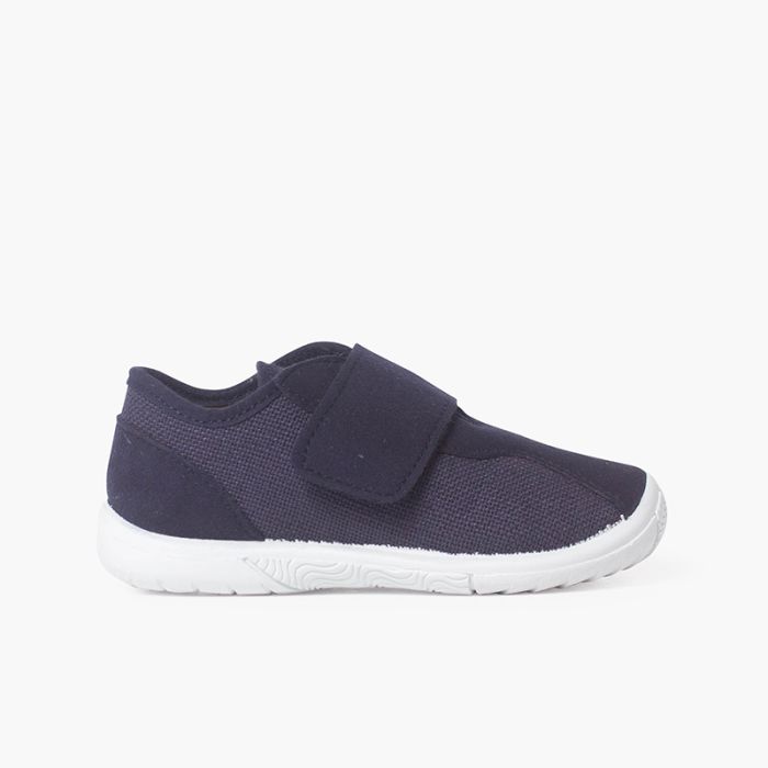 Sneakers in lino e nobutex con chiusura a strappo