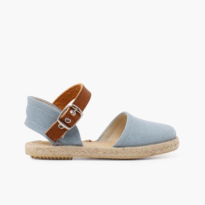 Espadrillas in tela riciclata con cinturino tipo pelle