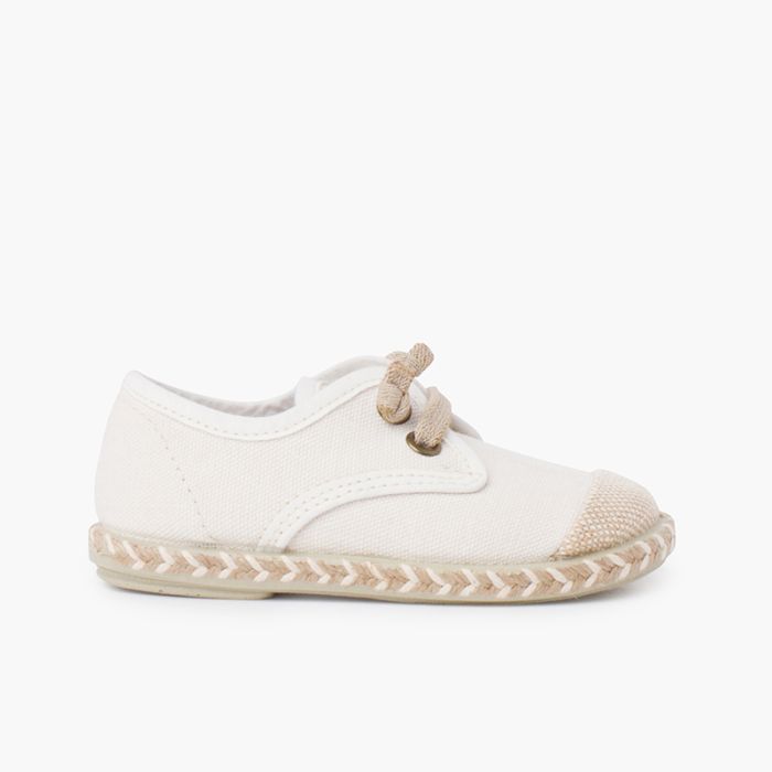 Blucher per bambini con punta in iuta e lacci elastici