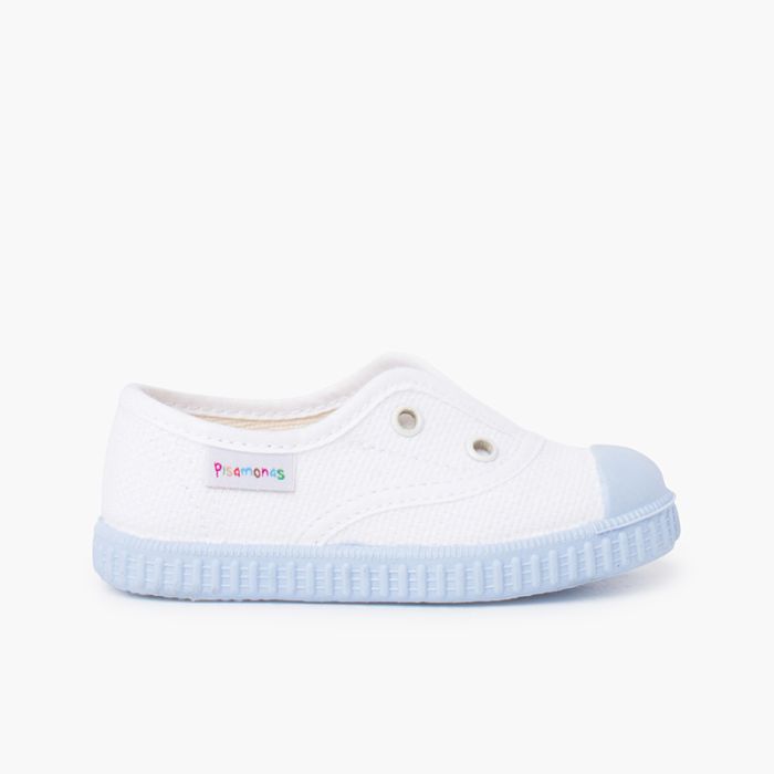 Sneakers bianche senza lacci suola colorata