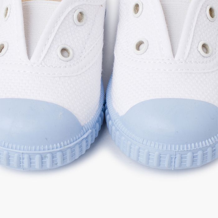 Sneakers bianche senza lacci suola colorata