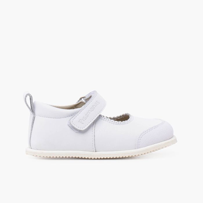 Scarpe con cinturino a strappo in pelle sportive con punta