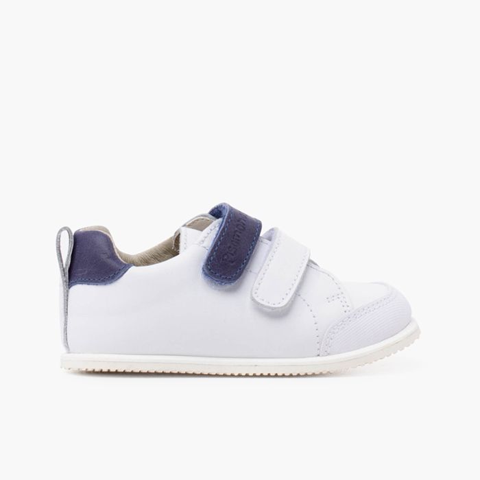 Sneakers in pelle con doppia chiusura a strappo colori
