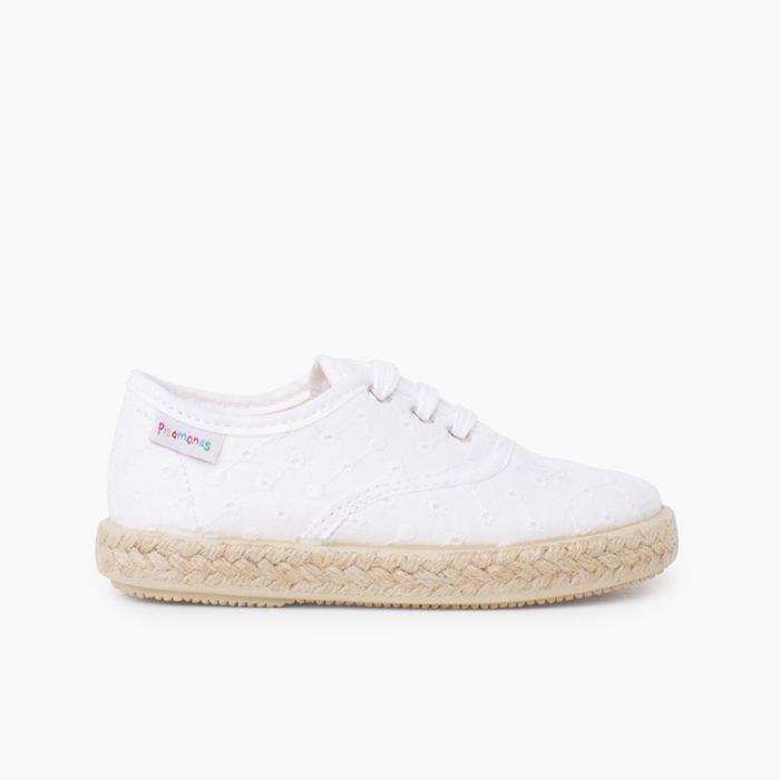 Sneakers tipo Espadrillas in tessuto svizzero ricamato