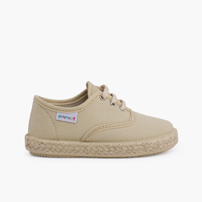 Sneakers in tela con lacci e suola espadrillas