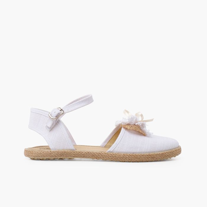Espadrillas da cerimonia in lino con fiocco rustico