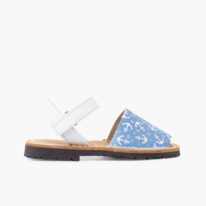 Sandali minorchini bicolore ancore con cinturino a strappo