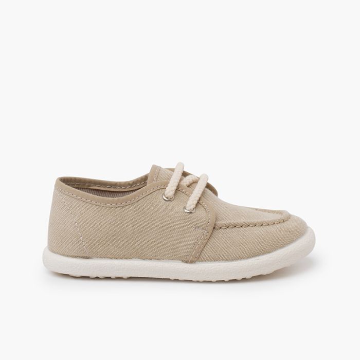 Scarpe da barca tela eco suola bianca