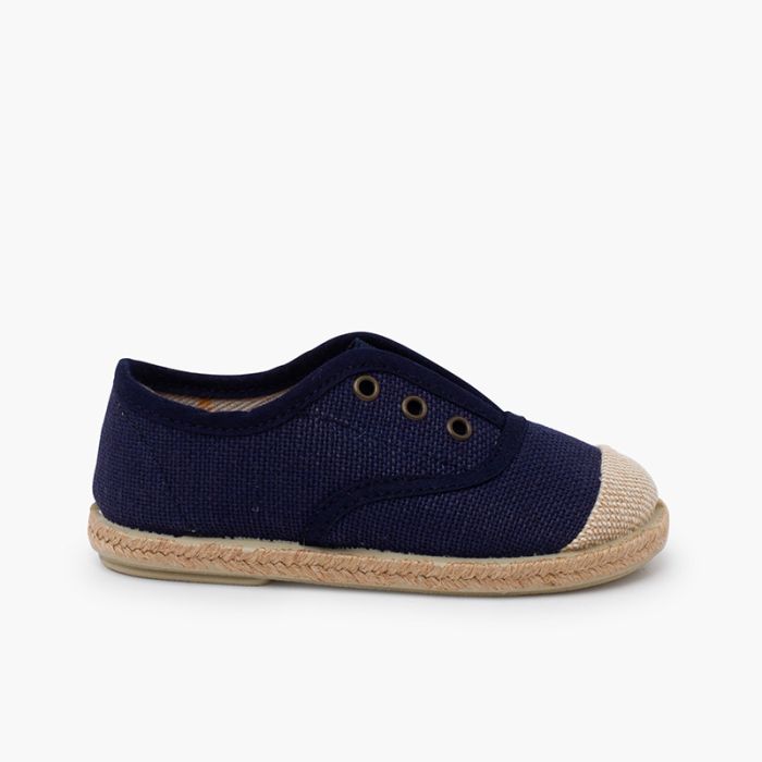 Scarpe sportive lino senza lacci punta in juta