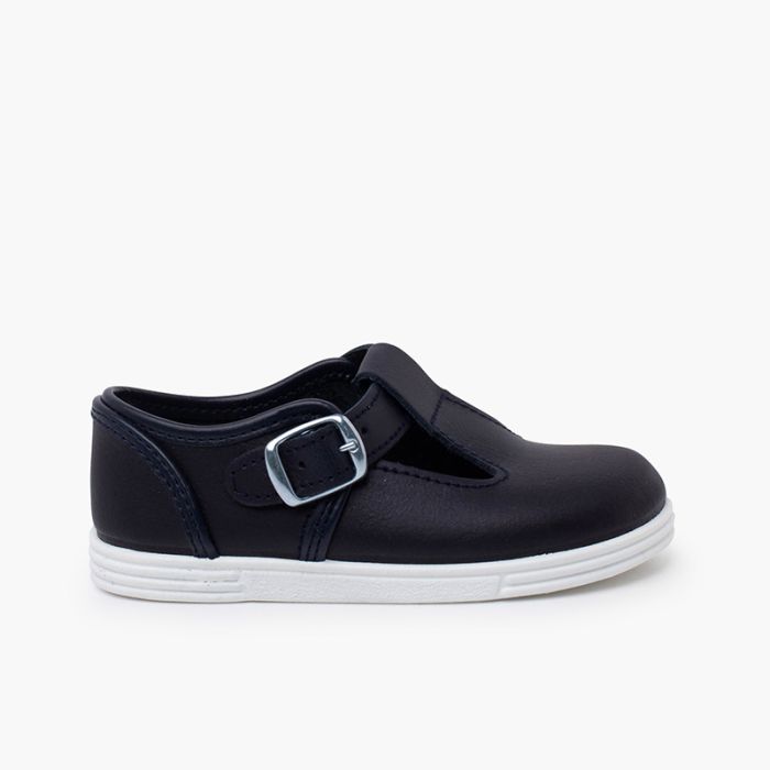 Scarpe occhio di bue in pelle lavabile con fibbia