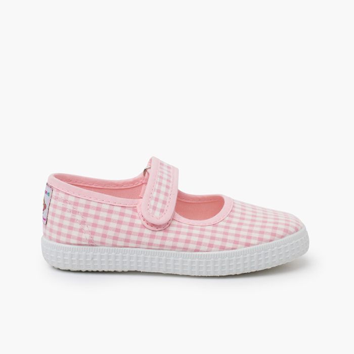 Ballerine con cinturino sneakers vichy chiusura a strappo
