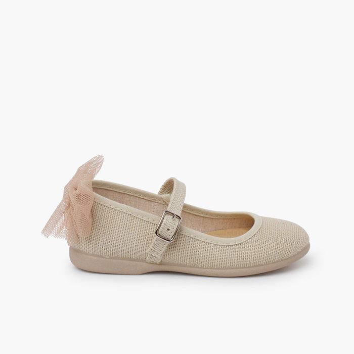 Ballerine cerimonia fiocco posteriore in tulle