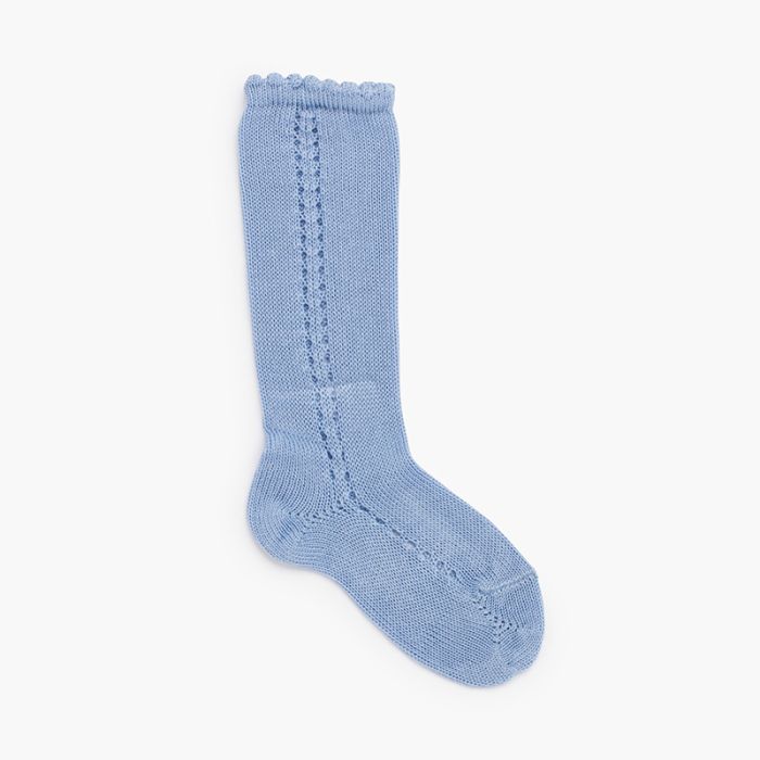 Calze alte filati di cotone con traforo laterale 