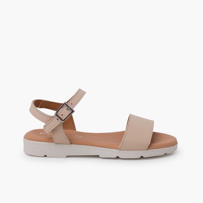 Sandali pelle testurizzata soletta gel
