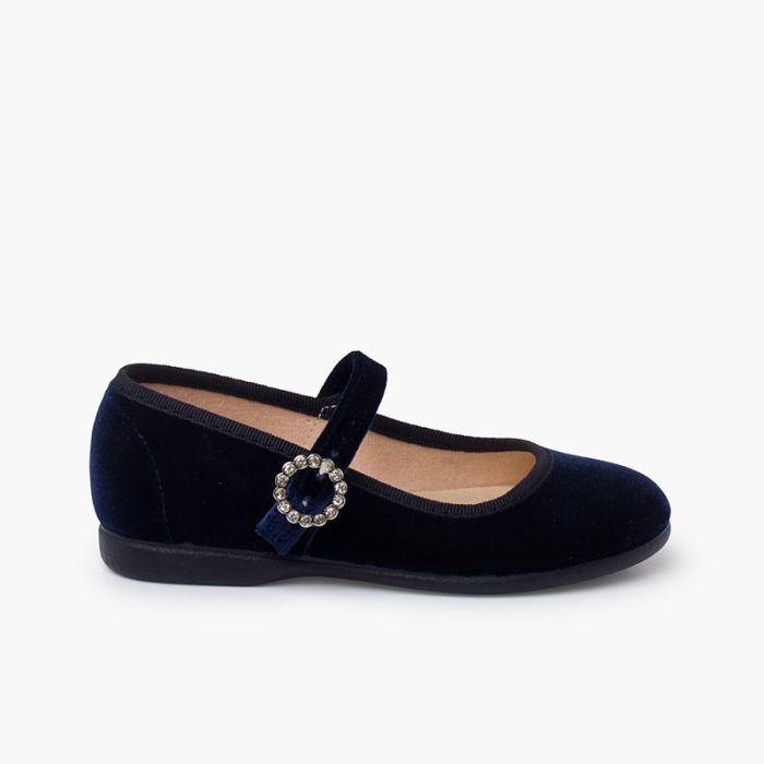 Ballerine con cinturino velluto fibbia gioiello