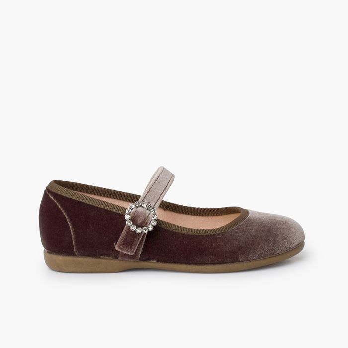 Ballerine con cinturino velluto fibbia gioiello