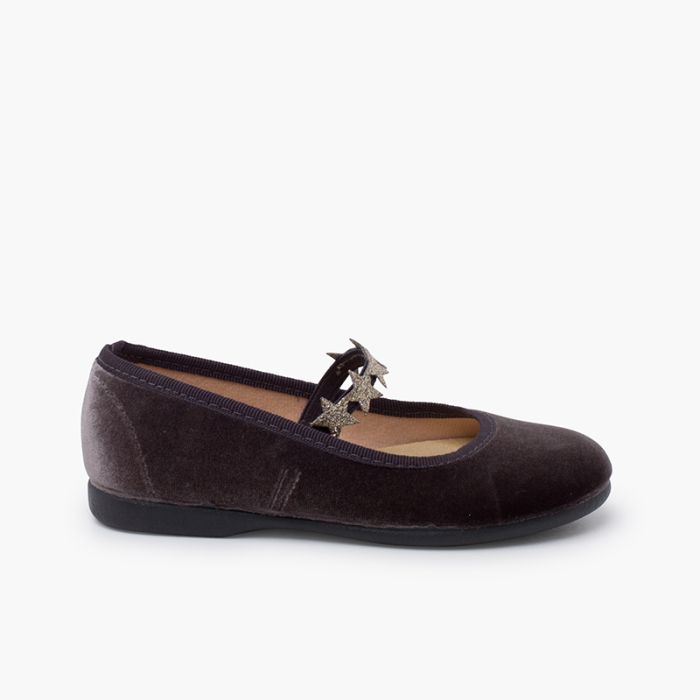 Ballerine velluto cinturino elastico stelline