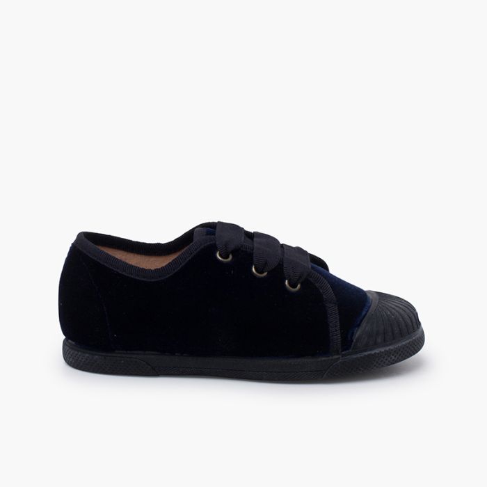 Sneakers velluto lacci faya