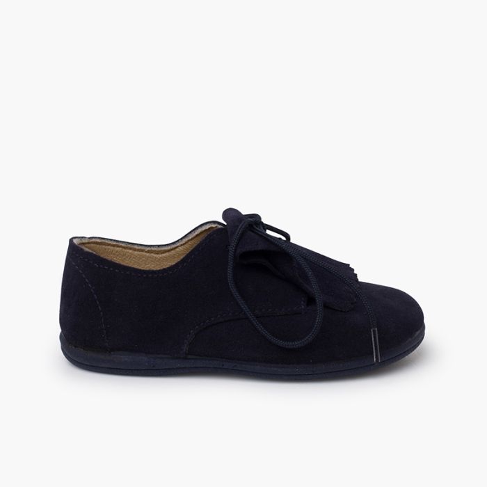 Blucher pelle scamosciata linguetta frange